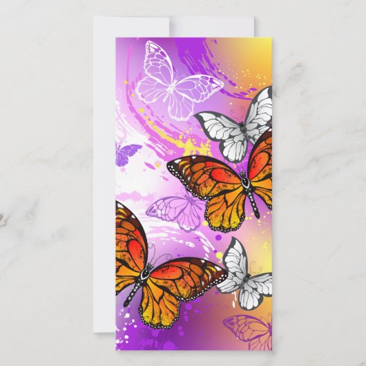 Monarch Butterflies on Purple Background Karte (Vorderseite)