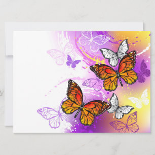 Monarch Butterflies on Purple Background Karte