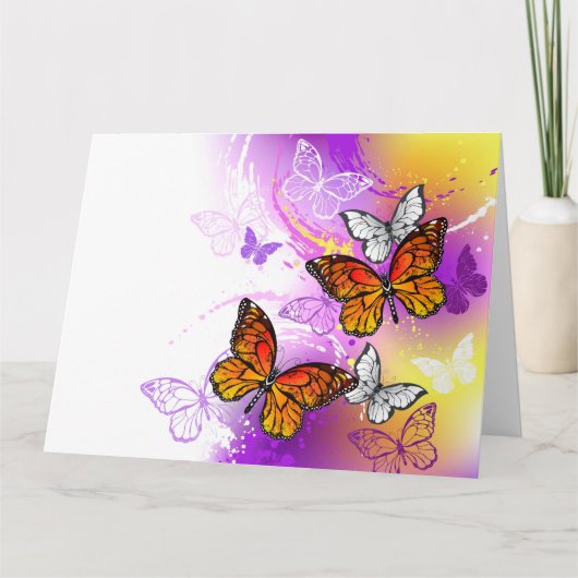 Monarch Butterflies on Purple Background Karte (Vorderseite)