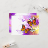 Monarch Butterflies on Purple Background Karte (Vorderseite/Rückseite Beispiel)