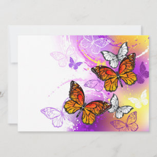 Monarch Butterflies on Purple Background Karte