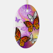 Monarch Butterflies on Purple Background Keramik Ornament (Rechts)