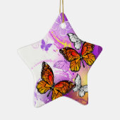 Monarch Butterflies on Purple Background Keramik Ornament (Rechts)