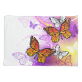 Monarch Butterflies on Purple Background Kissenbezug (Rückseite-Links)