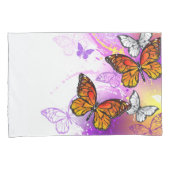 Monarch Butterflies on Purple Background Kissenbezug (Vorderseite-Rechts)
