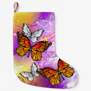 Monarch Butterflies on Purple Background Kleiner Weihnachtsstrumpf