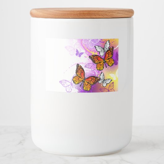 Monarch Butterflies on Purple Background Lebensmitteletikett (Vorderseite)