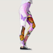 Monarch Butterflies on Purple Background Leggings (Rechts)