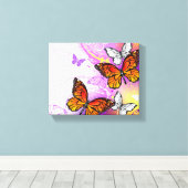 Monarch Butterflies on Purple Background Leinwanddruck (Insitu (Holzboden))