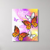 Monarch Butterflies on Purple Background Leinwanddruck (Vorderseite)