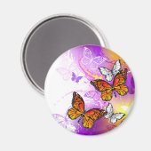 Monarch Butterflies on Purple Background Magnet (Vorderseite/Rückseite)