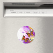 Monarch Butterflies on Purple Background Magnet (In Situ (Geschirrspüler))