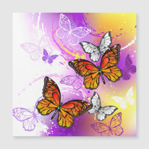 Monarch Butterflies on Purple Background Magnetkarte