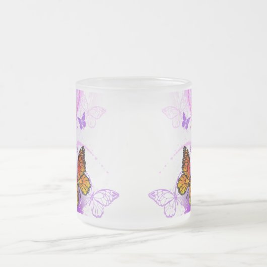 Monarch Butterflies on Purple Background Mattglastasse (Mittel)