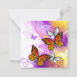 Monarch Butterflies on Purple Background Mitteilungskarte
