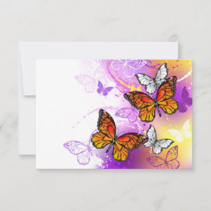 Monarch Butterflies on Purple Background Mitteilungskarte