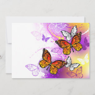 Monarch Butterflies on Purple Background Mitteilungskarte
