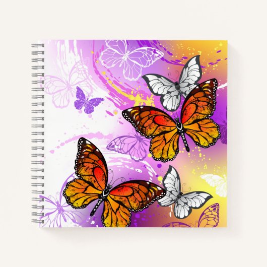 Monarch Butterflies on Purple Background Notizblock (Vorderseite)