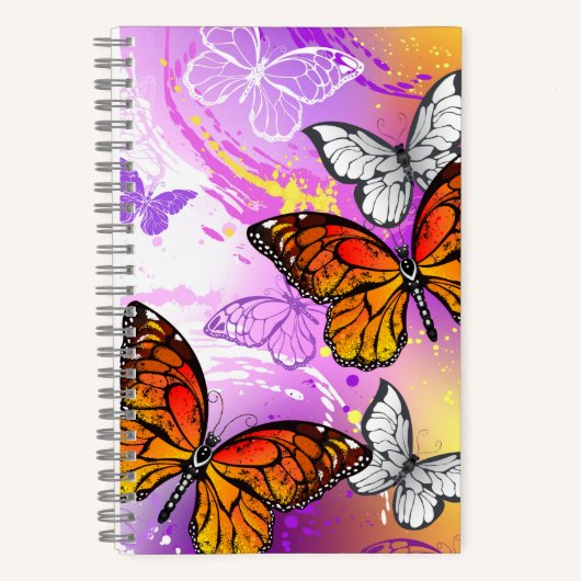 Monarch Butterflies on Purple Background Notizblock (Vorderseite)