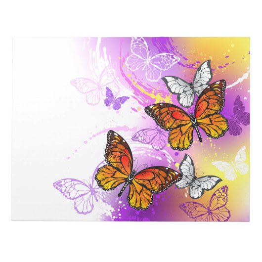 Monarch Butterflies on Purple Background Notizblock (Vorderseite)