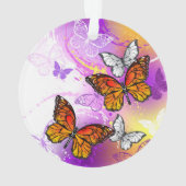 Monarch Butterflies on Purple Background Ornament (Rückseite)