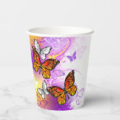 Monarch Butterflies on Purple Background Pappbecher (Rückseite)