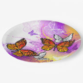 Monarch Butterflies on Purple Background Pappteller (Schrägansicht)