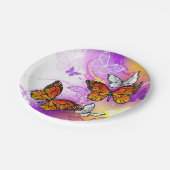 Monarch Butterflies on Purple Background Pappteller (Schrägansicht)