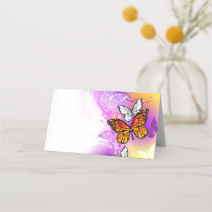 Monarch Butterflies on Purple Background Platzkarte