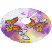 Monarch Butterflies on Purple Background Polyester Weihnachtsbaumdecke (Schrägansicht)