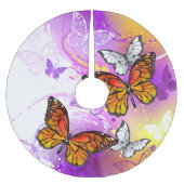 Monarch Butterflies on Purple Background Polyester Weihnachtsbaumdecke (Vorderseite)