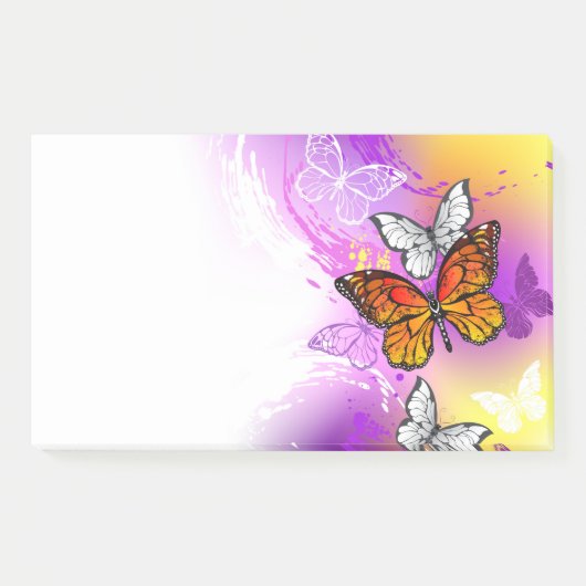 Monarch Butterflies on Purple Background Post-it Klebezettel (Vorderseite)