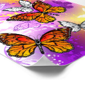 Monarch Butterflies on Purple Background Poster (Ecke)
