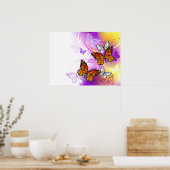 Monarch Butterflies on Purple Background Poster (Küche)