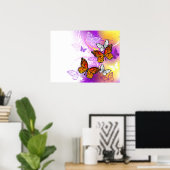 Monarch Butterflies on Purple Background Poster (Heimbüro)