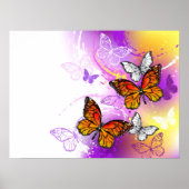 Monarch Butterflies on Purple Background Poster (Vorne)