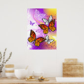 Monarch Butterflies on Purple Background Poster (Küche)