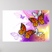 Monarch Butterflies on Purple Background Poster (Vorne)