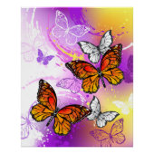 Monarch Butterflies on Purple Background Poster (Vorderseite)