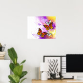 Monarch Butterflies on Purple Background Poster (Heimbüro)