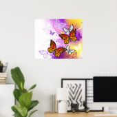 Monarch Butterflies on Purple Background Poster (Heimbüro)