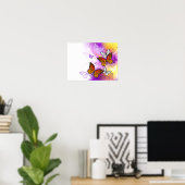 Monarch Butterflies on Purple Background Poster (Heimbüro)