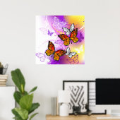 Monarch Butterflies on Purple Background Poster (Heimbüro)