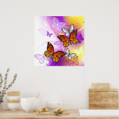 Monarch Butterflies on Purple Background Poster (Küche)