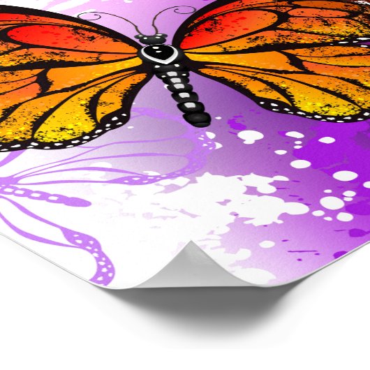 Monarch Butterflies on Purple Background Poster (Ecke)