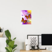 Monarch Butterflies on Purple Background Poster (Heimbüro)