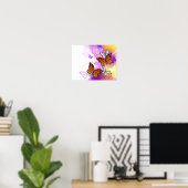 Monarch Butterflies on Purple Background Poster (Heimbüro)