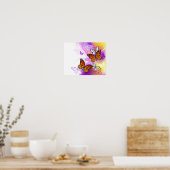 Monarch Butterflies on Purple Background Poster (Küche)