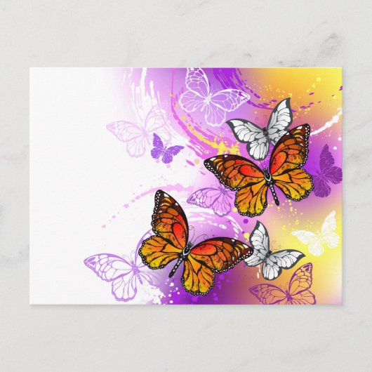 Monarch Butterflies on Purple Background Postkarte (Vorderseite)