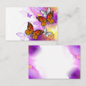 Monarch Butterflies on Purple Background Rabattkarte (Vorne/Hinten)